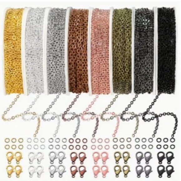 2x3mm Chain Jewelry Making Set Lobster Clasps & Jump Rings -  EIGHT ROLLS!!!! - Picture 1 of 6